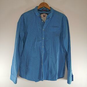 Cactus XL Blue Stripe Button Down Shirt Cotton Coastal Grandpa Preppy Old Money